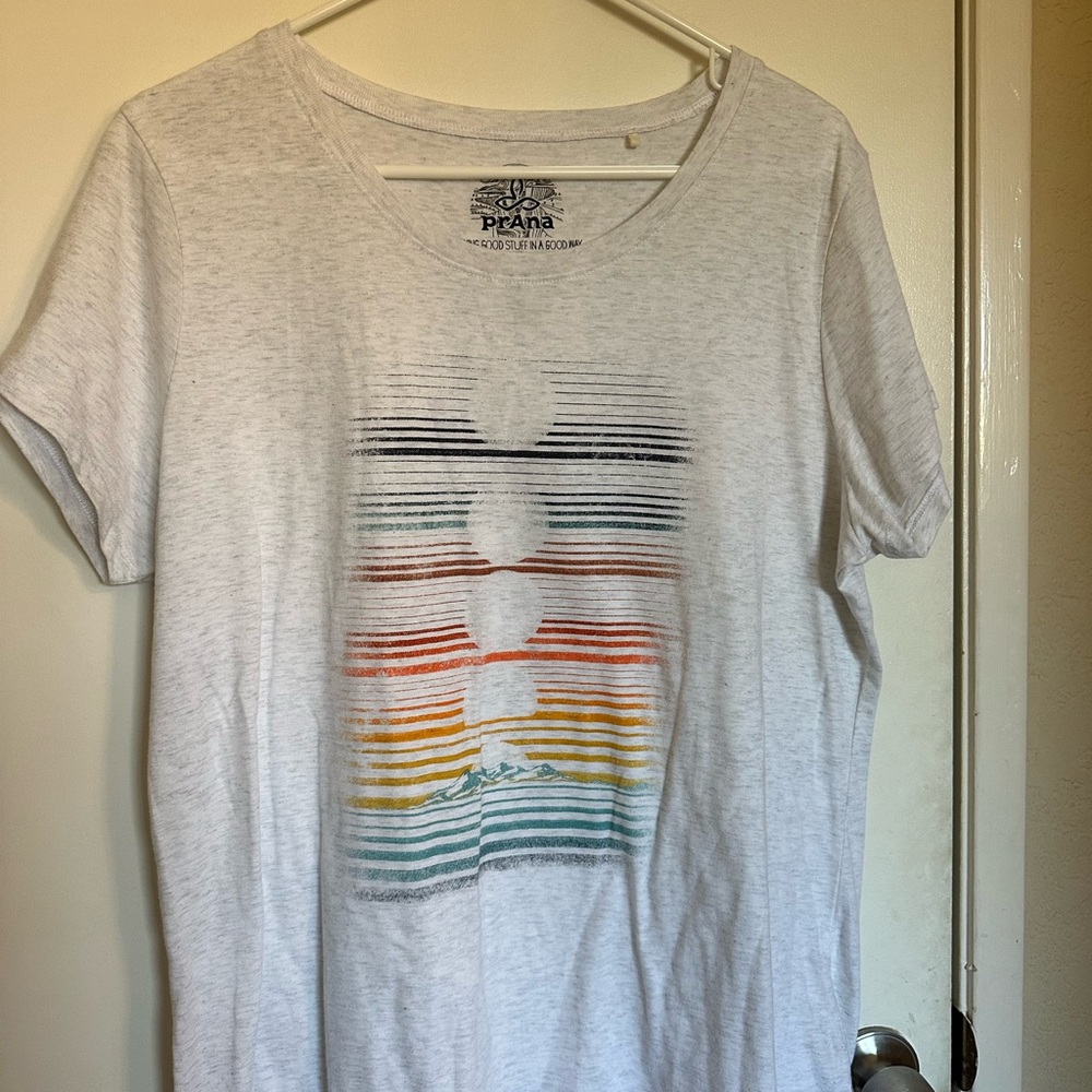 Prana White Tee with Artistic Graphic